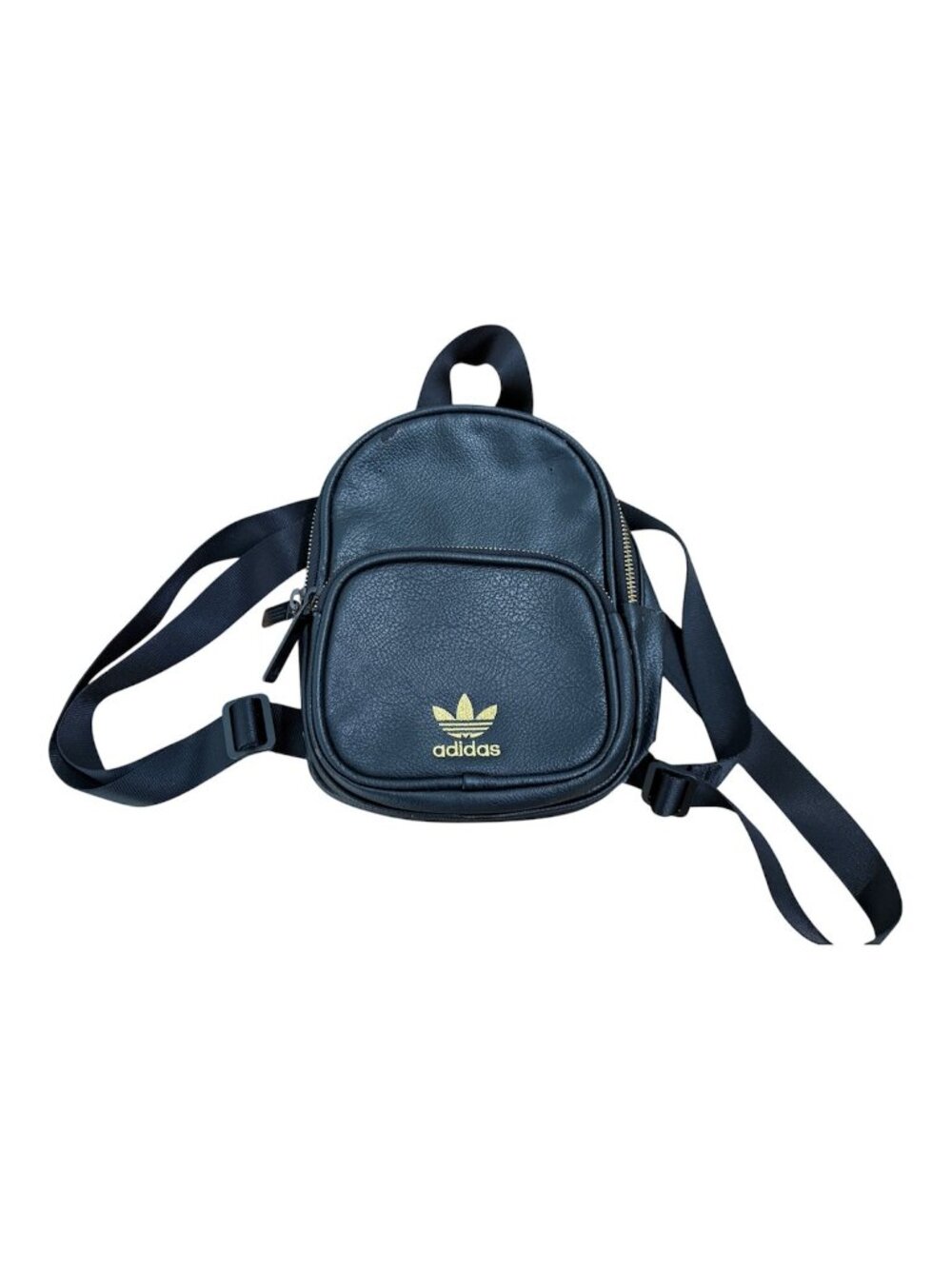 Adidas Originals mini backpack black vegan faux leather gold Accents Adjustable